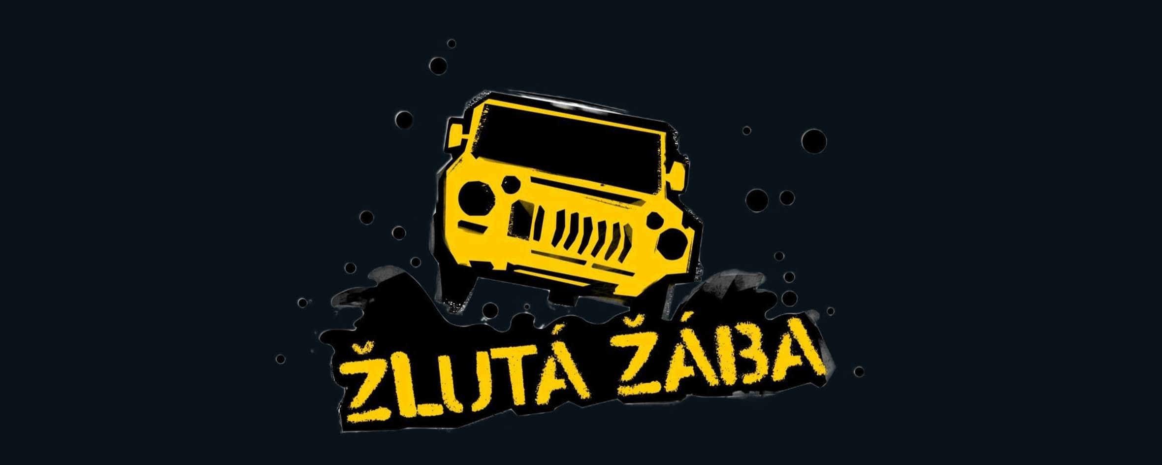 Logo expedice Žlutá žába s ilustrací žlutého terénního vozu